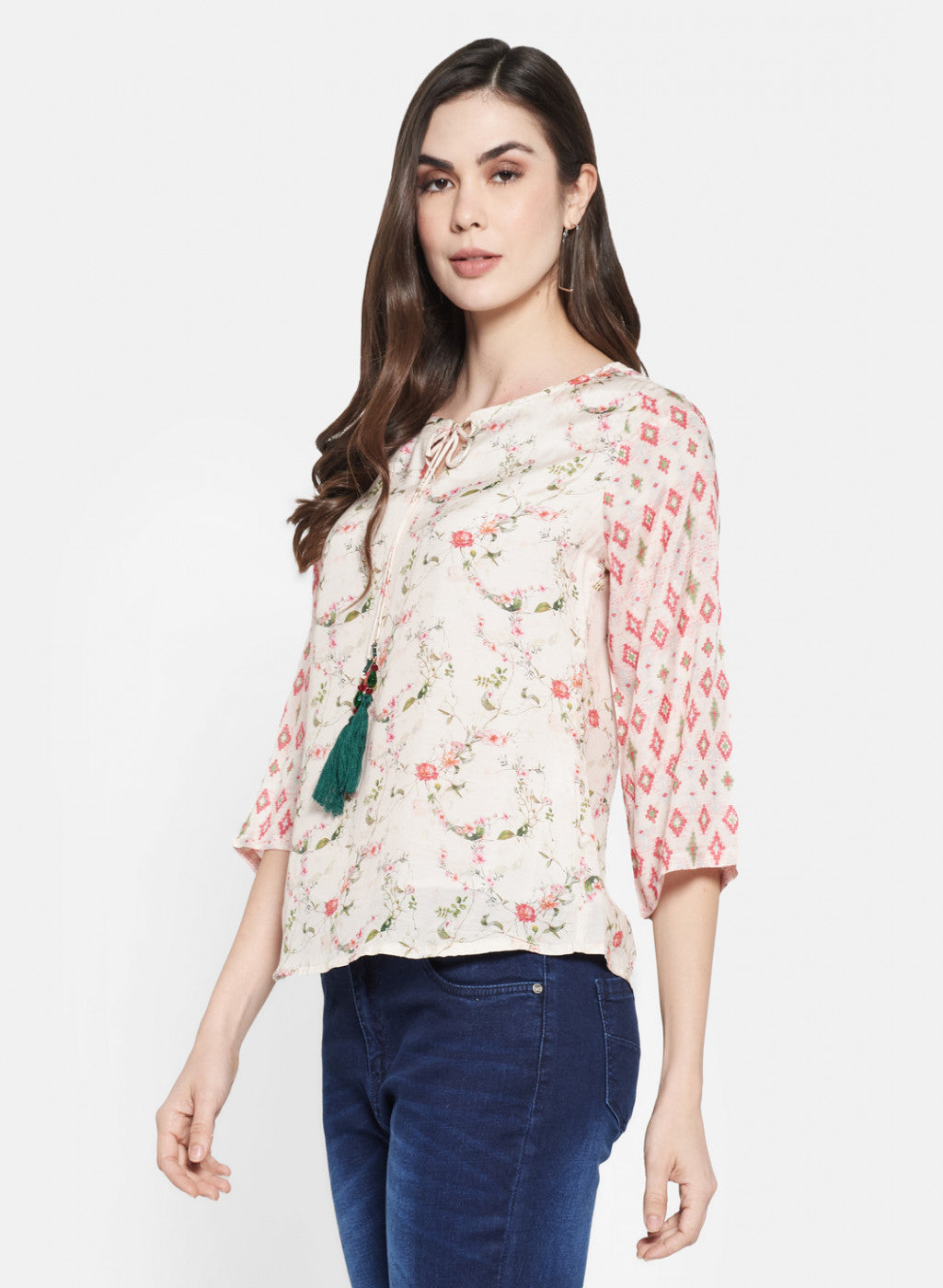 Womens Multi Color Printed Top