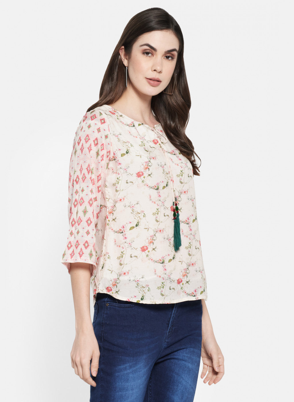 Womens Multi Color Printed Top