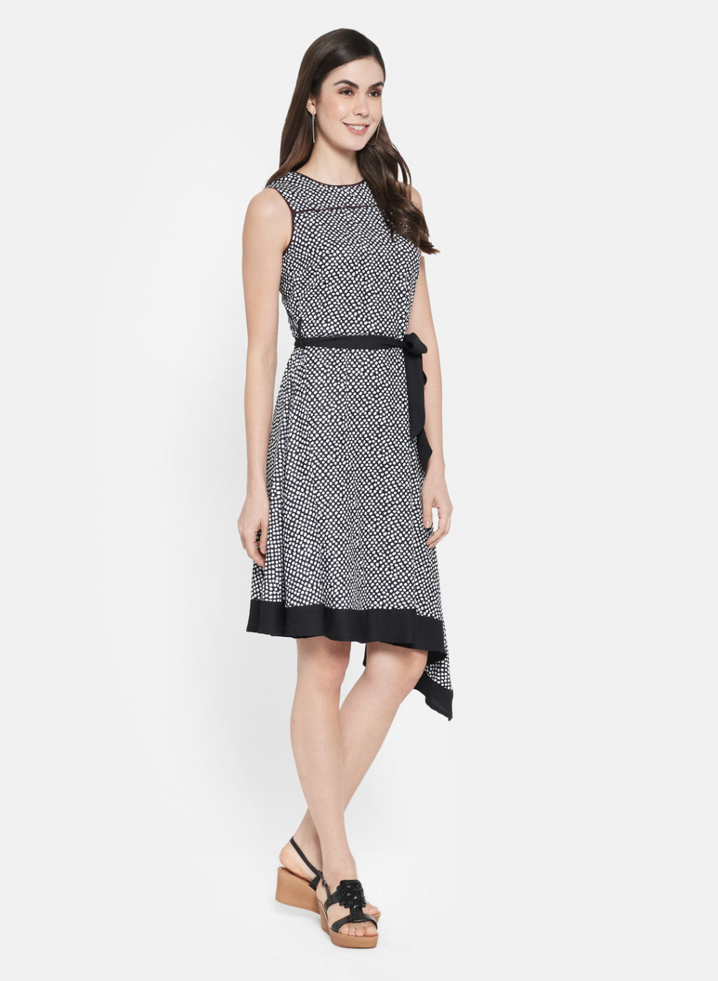 Womens Black Printed Dress