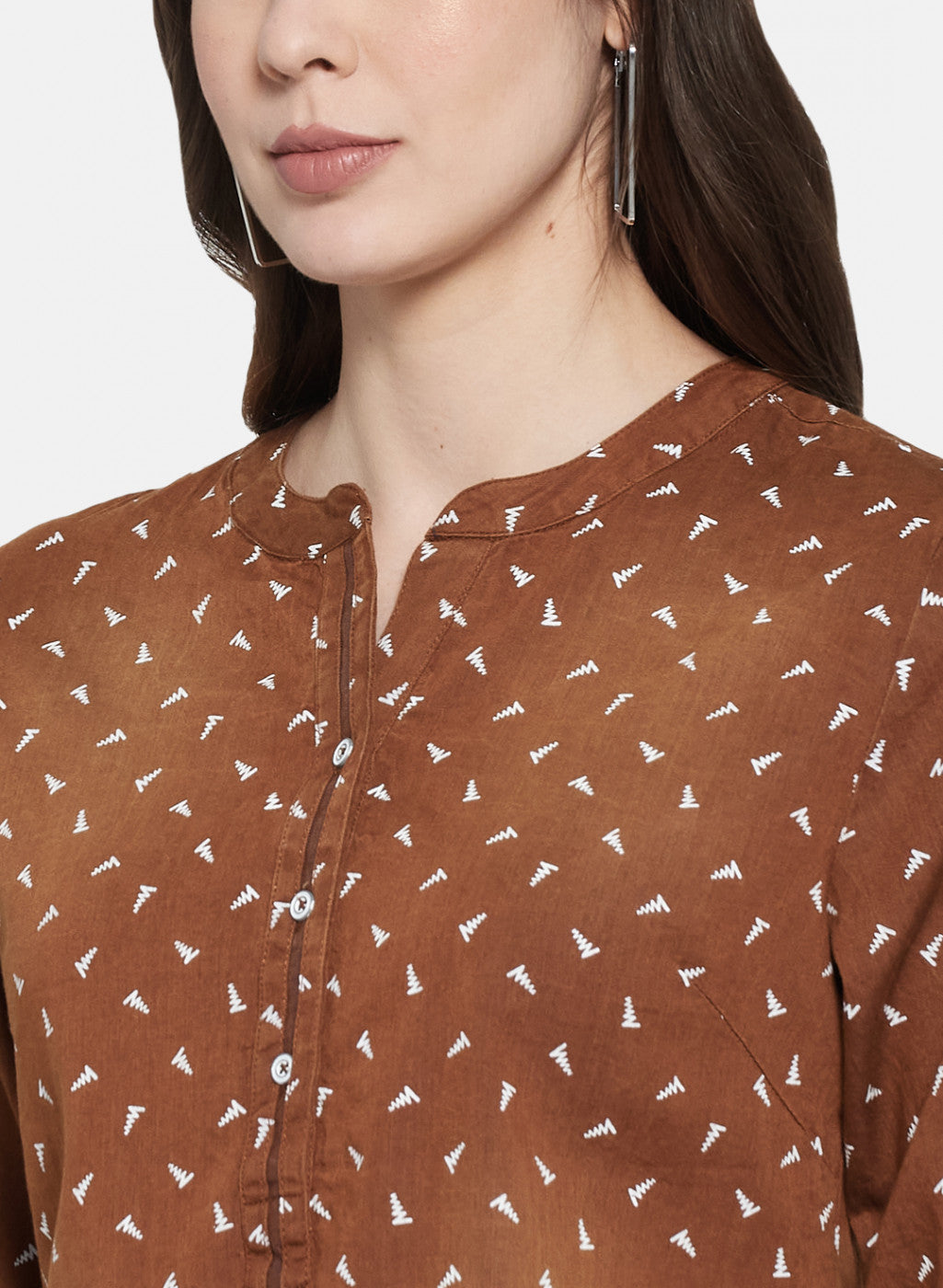 Womens Brown Printed Top