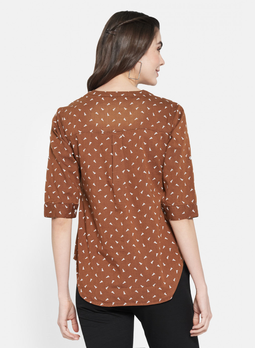 Womens Brown Printed Top
