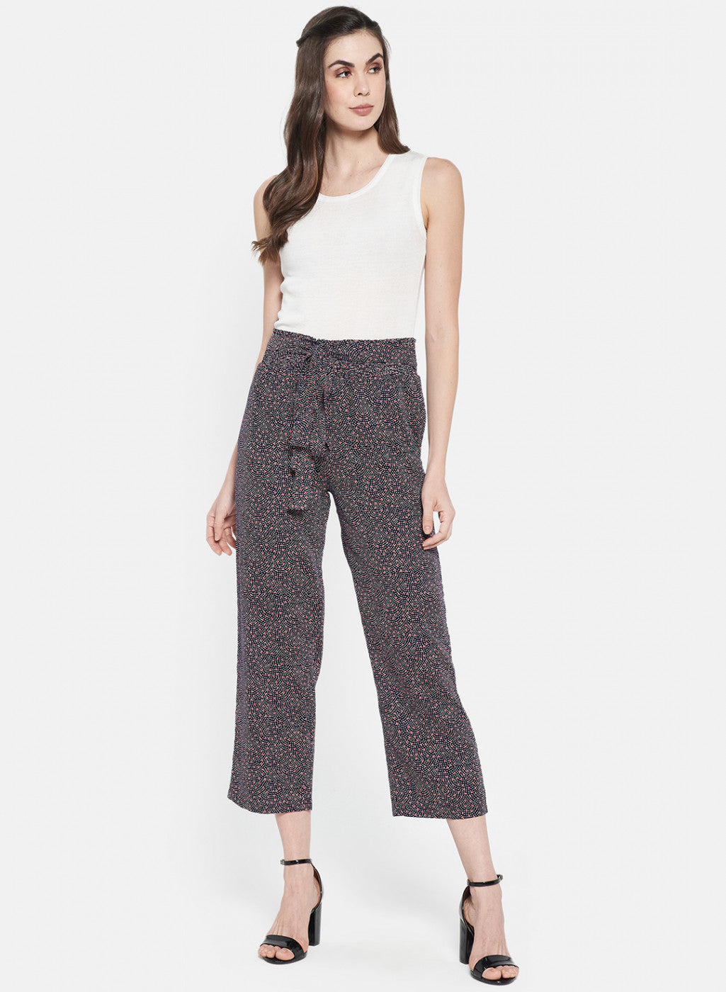 Womens Navy Blue Printed Plazoo