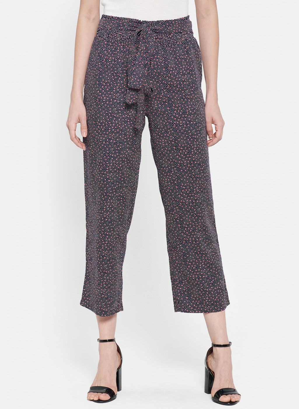 Womens Navy Blue Printed Plazoo