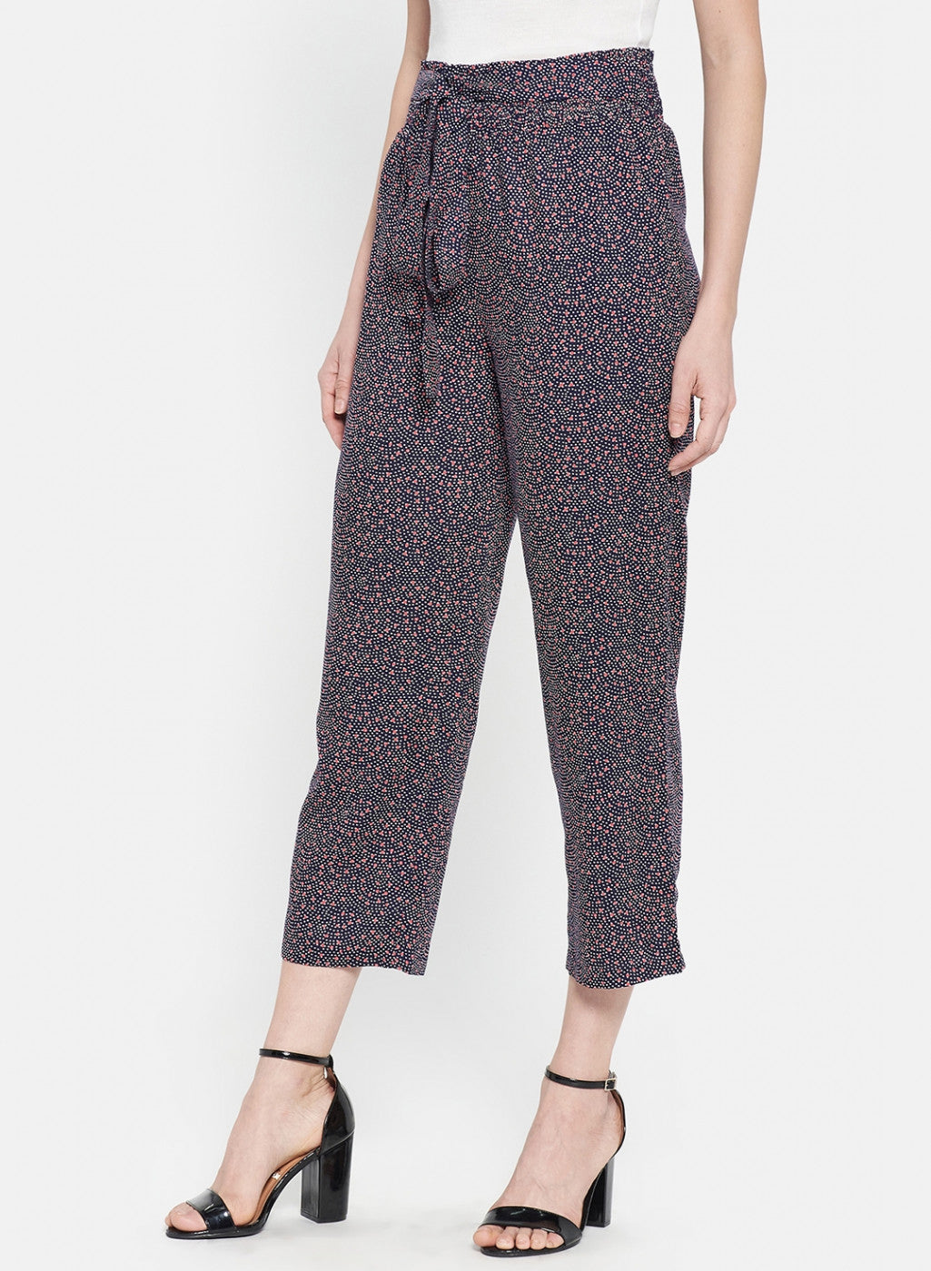 Womens Navy Blue Printed Plazoo