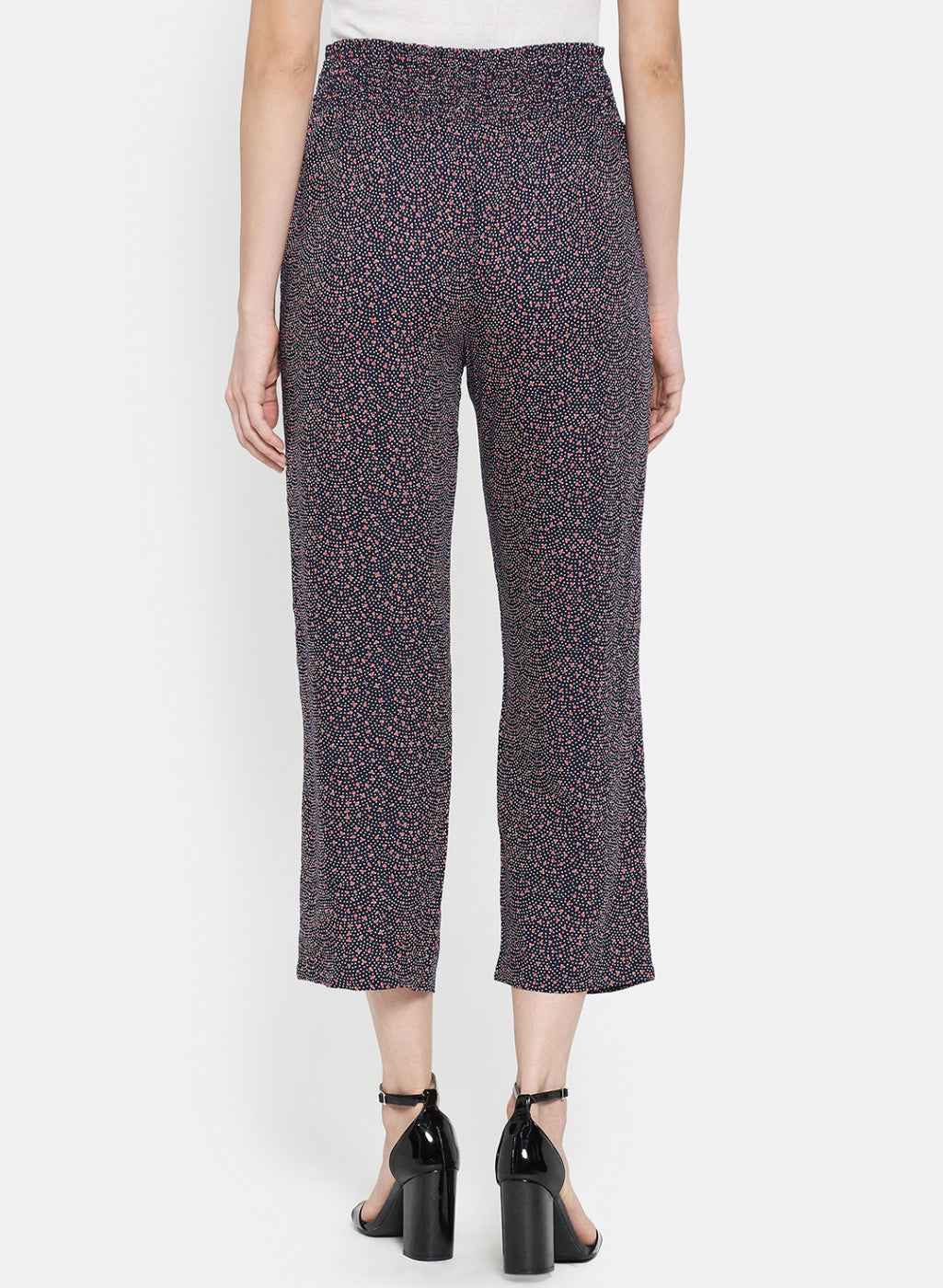 Womens Navy Blue Printed Plazoo