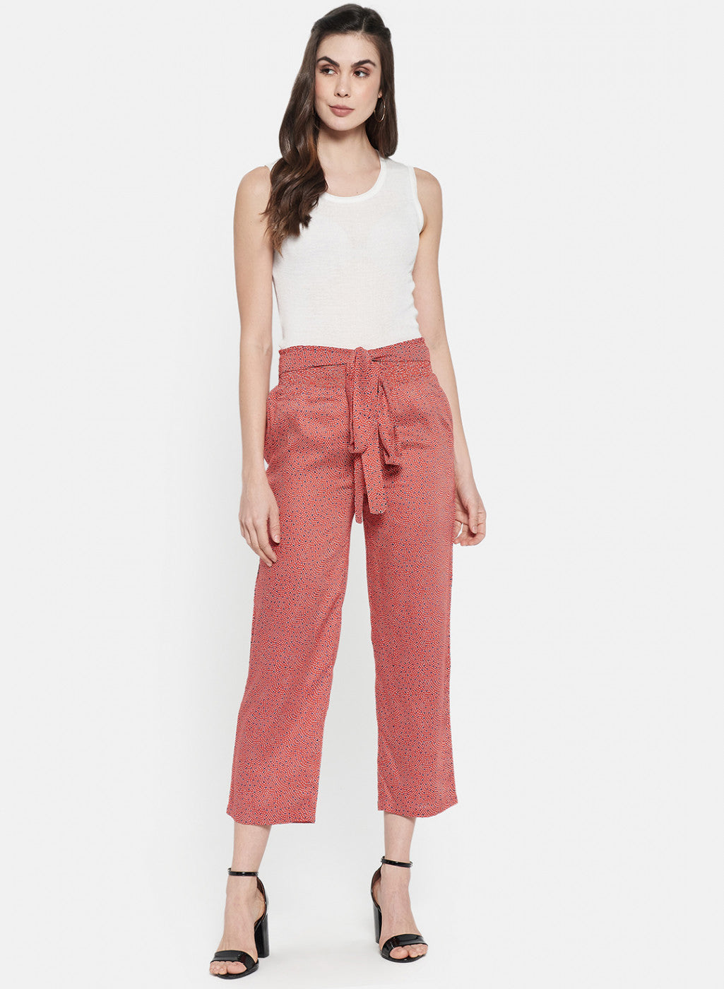 Womens Red Printed Plazoo