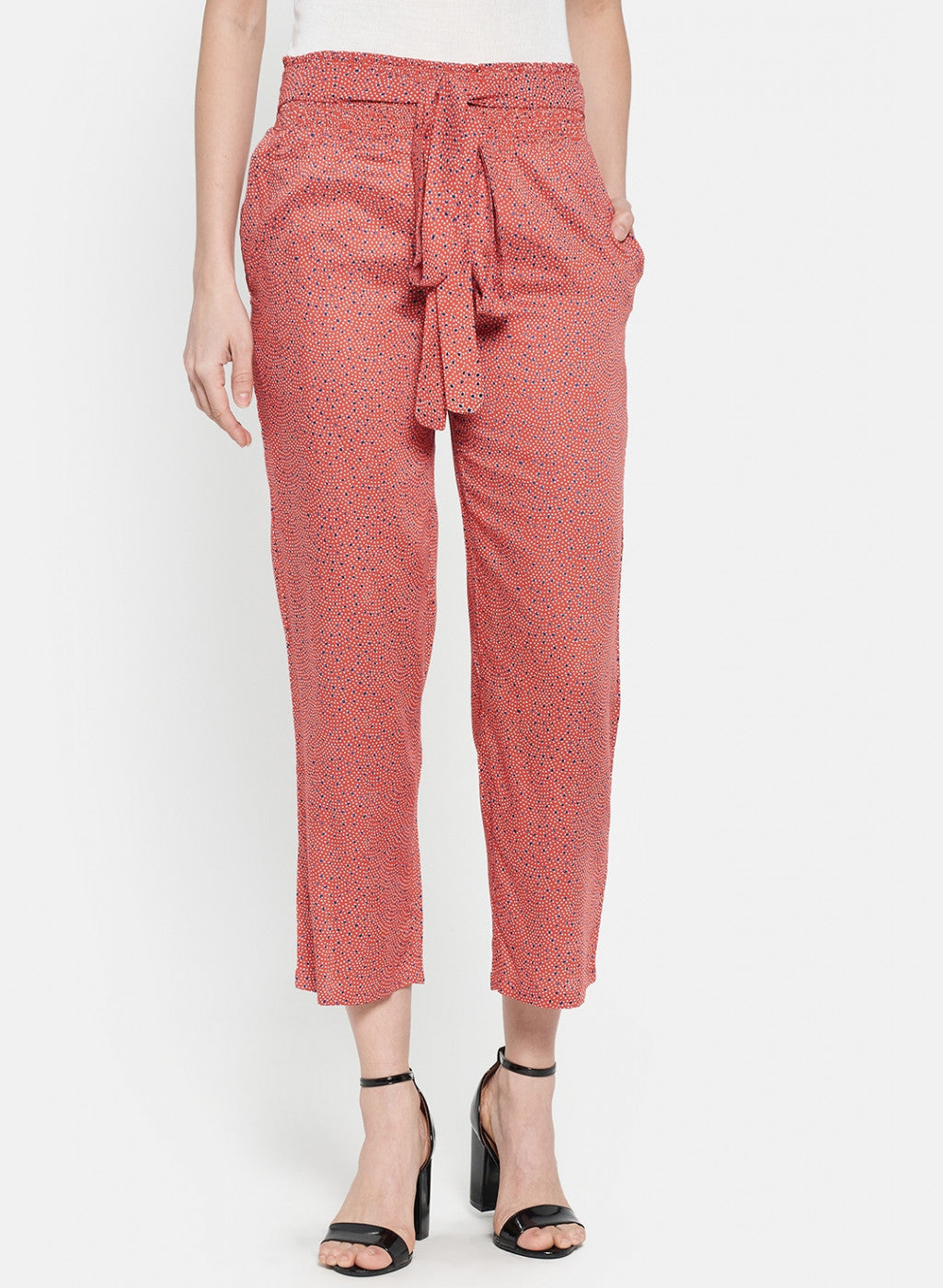 Womens Red Printed Plazoo