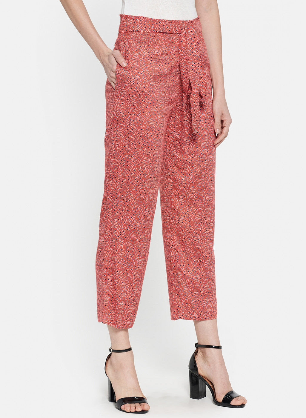 Womens Red Printed Plazoo