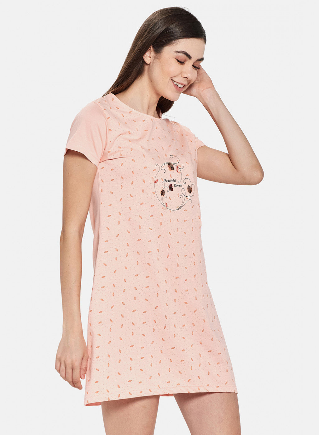 Womens Peach Printed Top