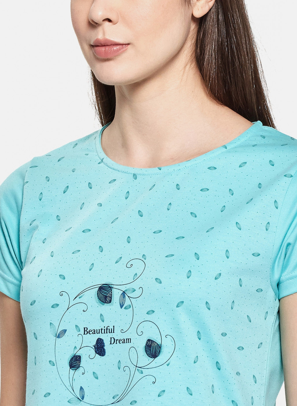 Womens Blue Printed Top