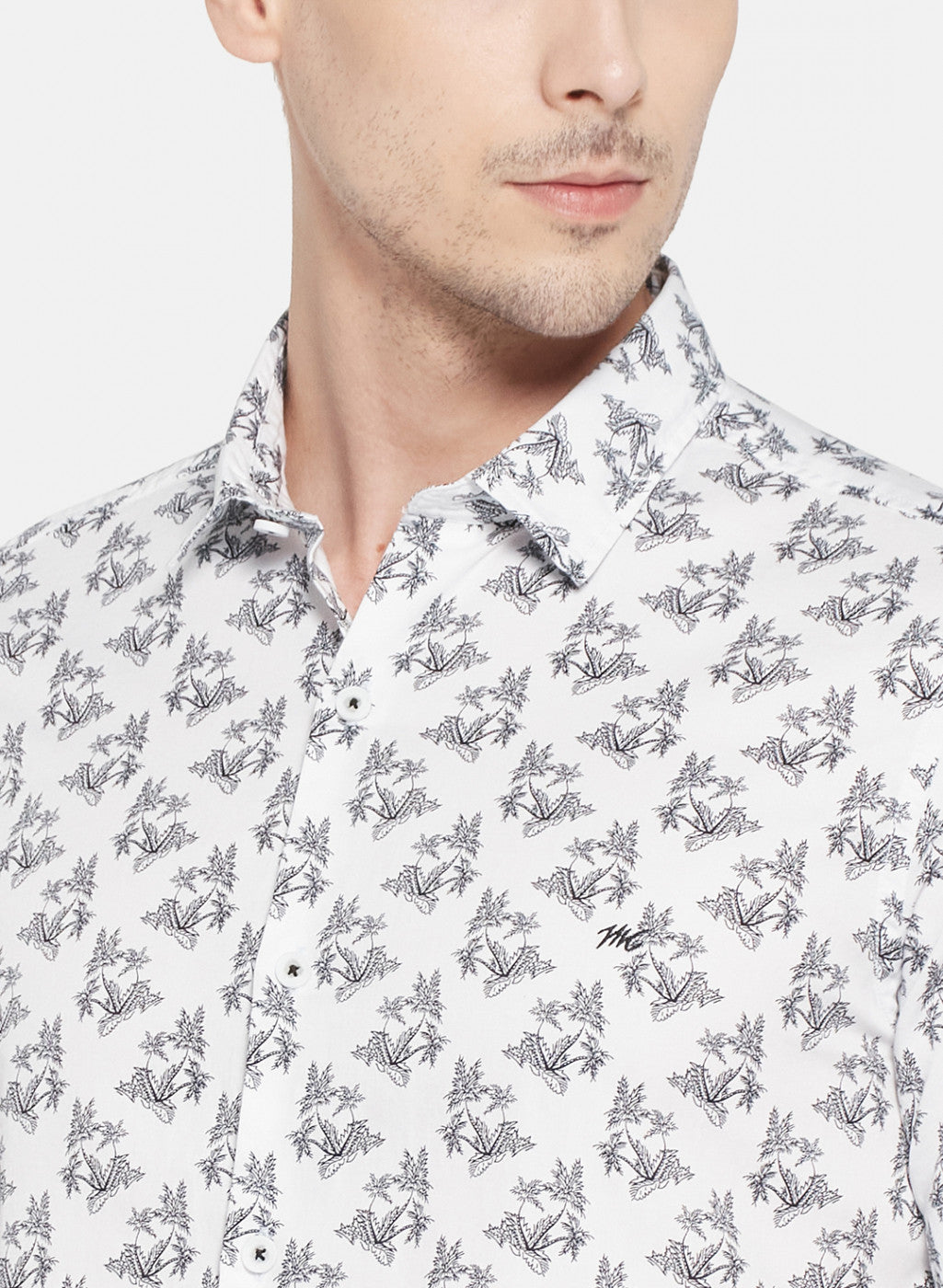 Mens White Printed Shirt