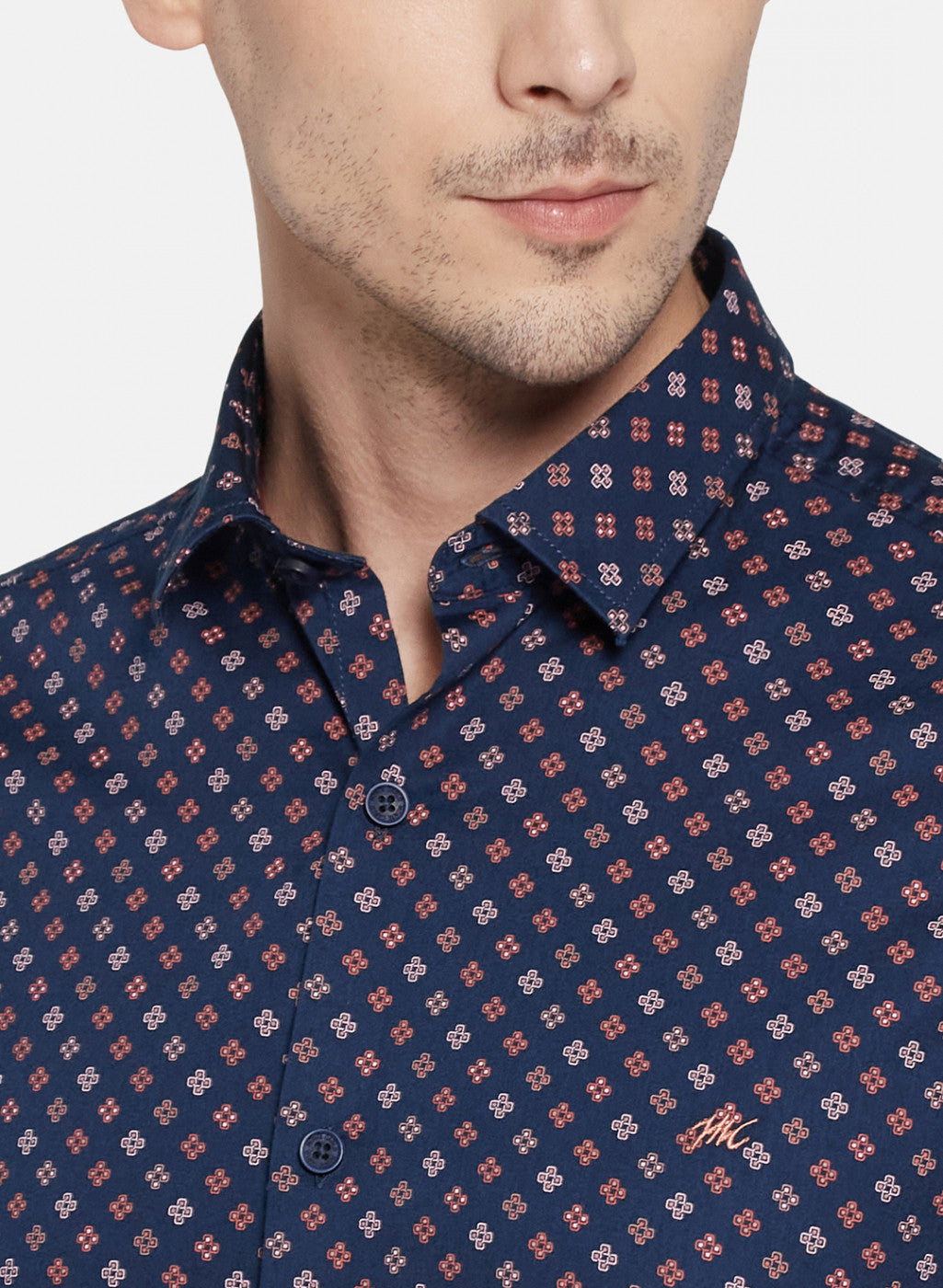 Mens NAvy Blue Printed Shirt