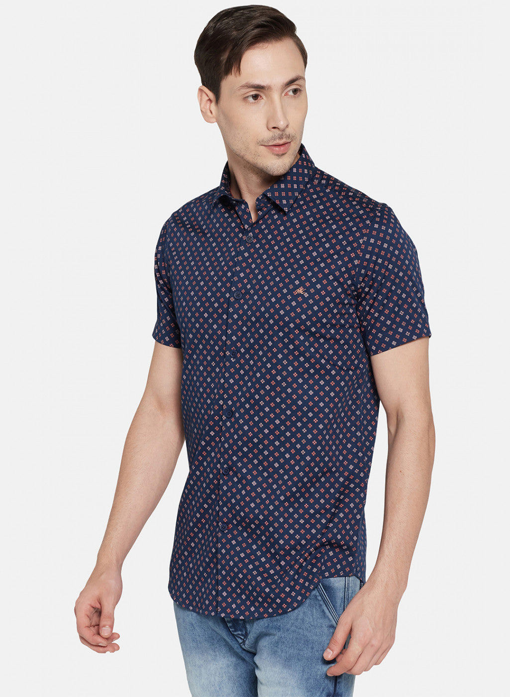 Mens NAvy Blue Printed Shirt