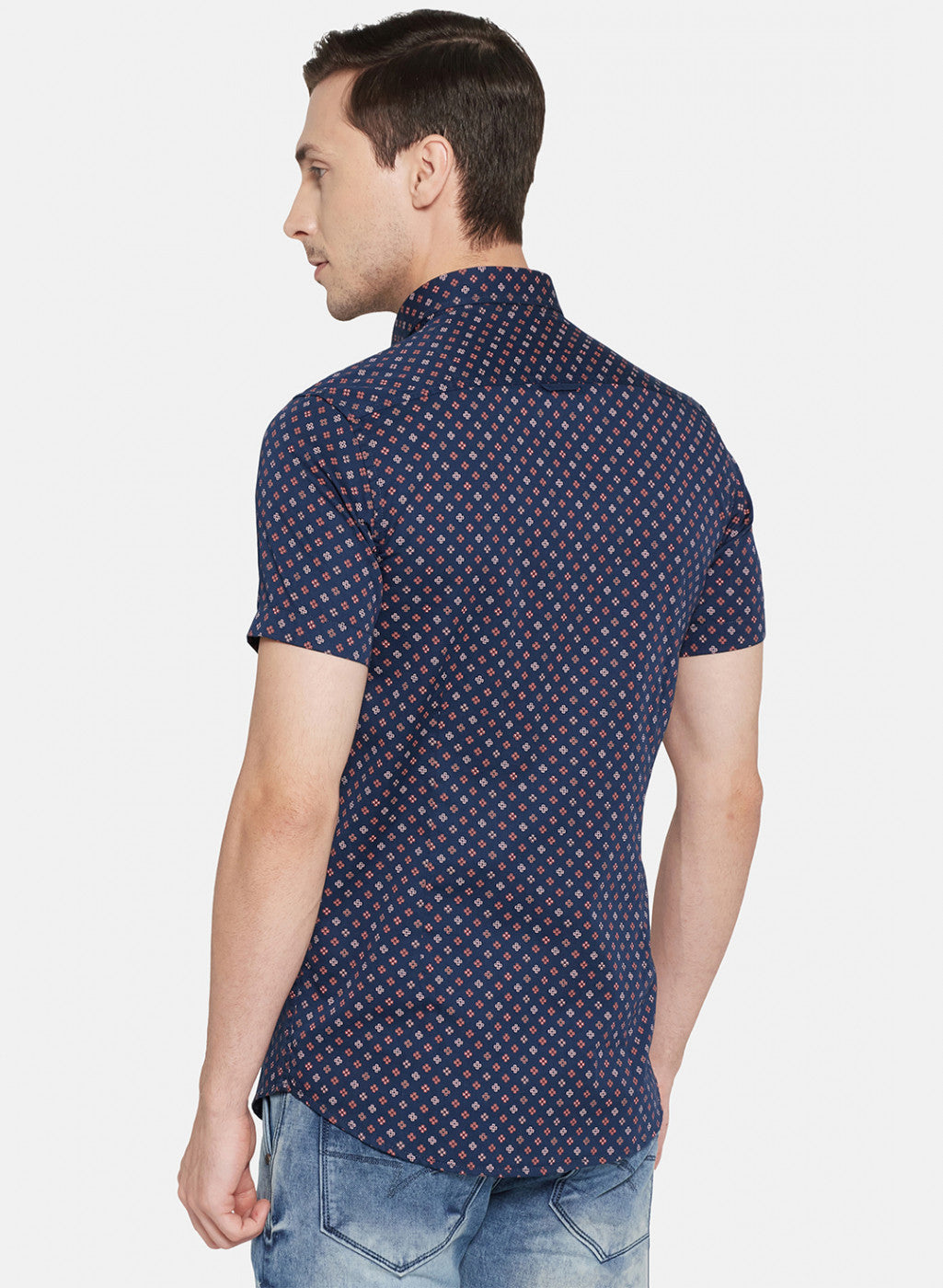 Mens NAvy Blue Printed Shirt
