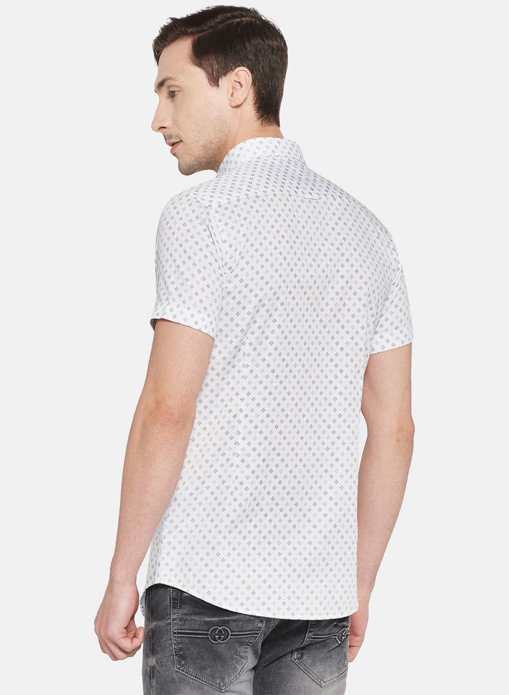 Mens Sky Blue Printed Shirt