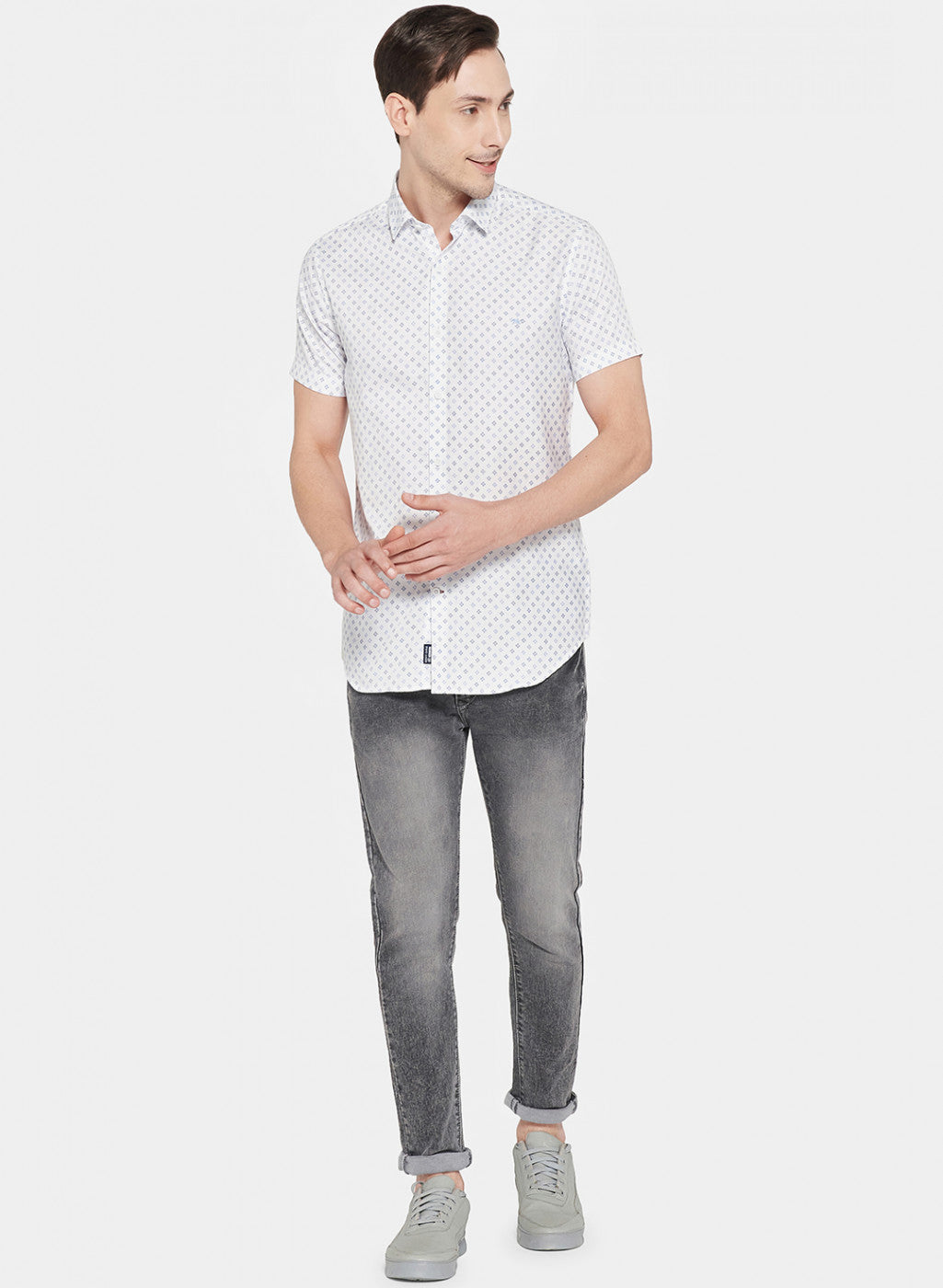 Mens Sky Blue Printed Shirt