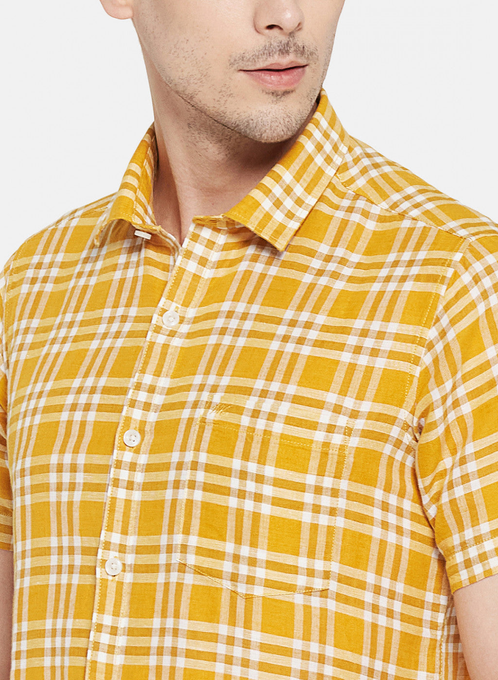 Mens Mustard Check Shirt
