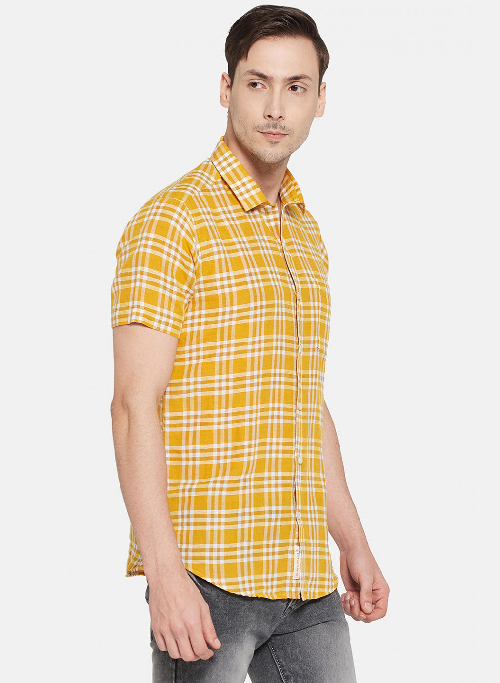 Mens Mustard Check Shirt
