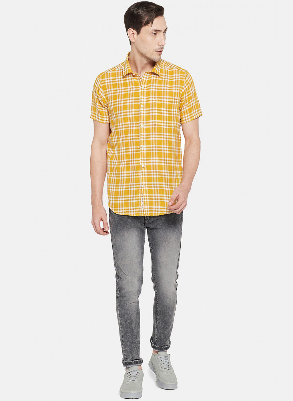 Mens Mustard Check Shirt