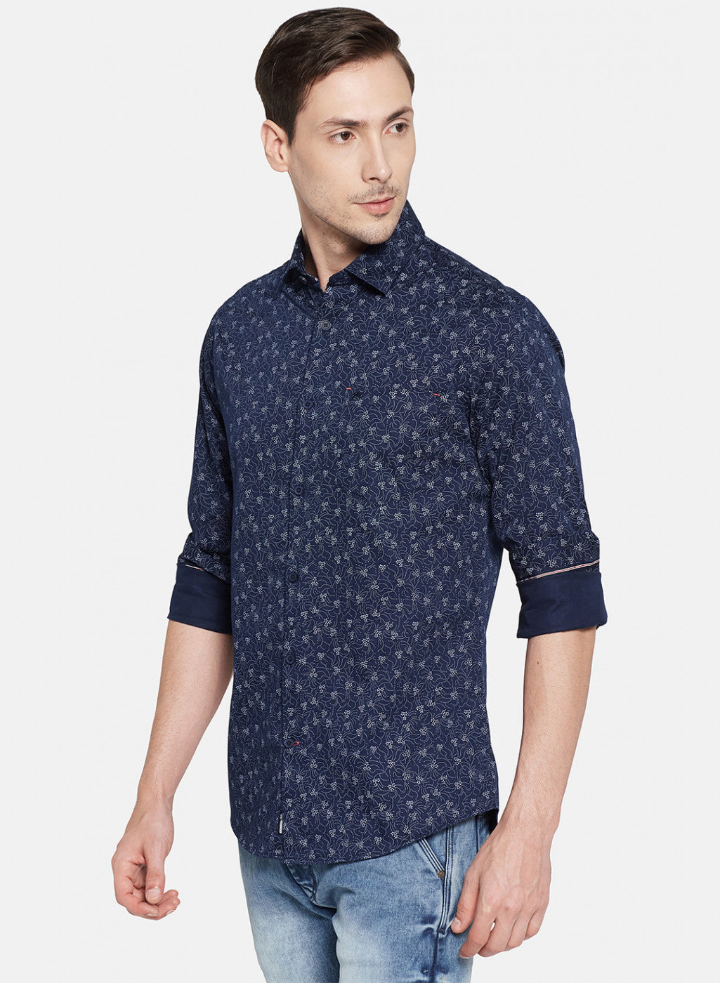 Mens NAvy Blue Printed Shirt
