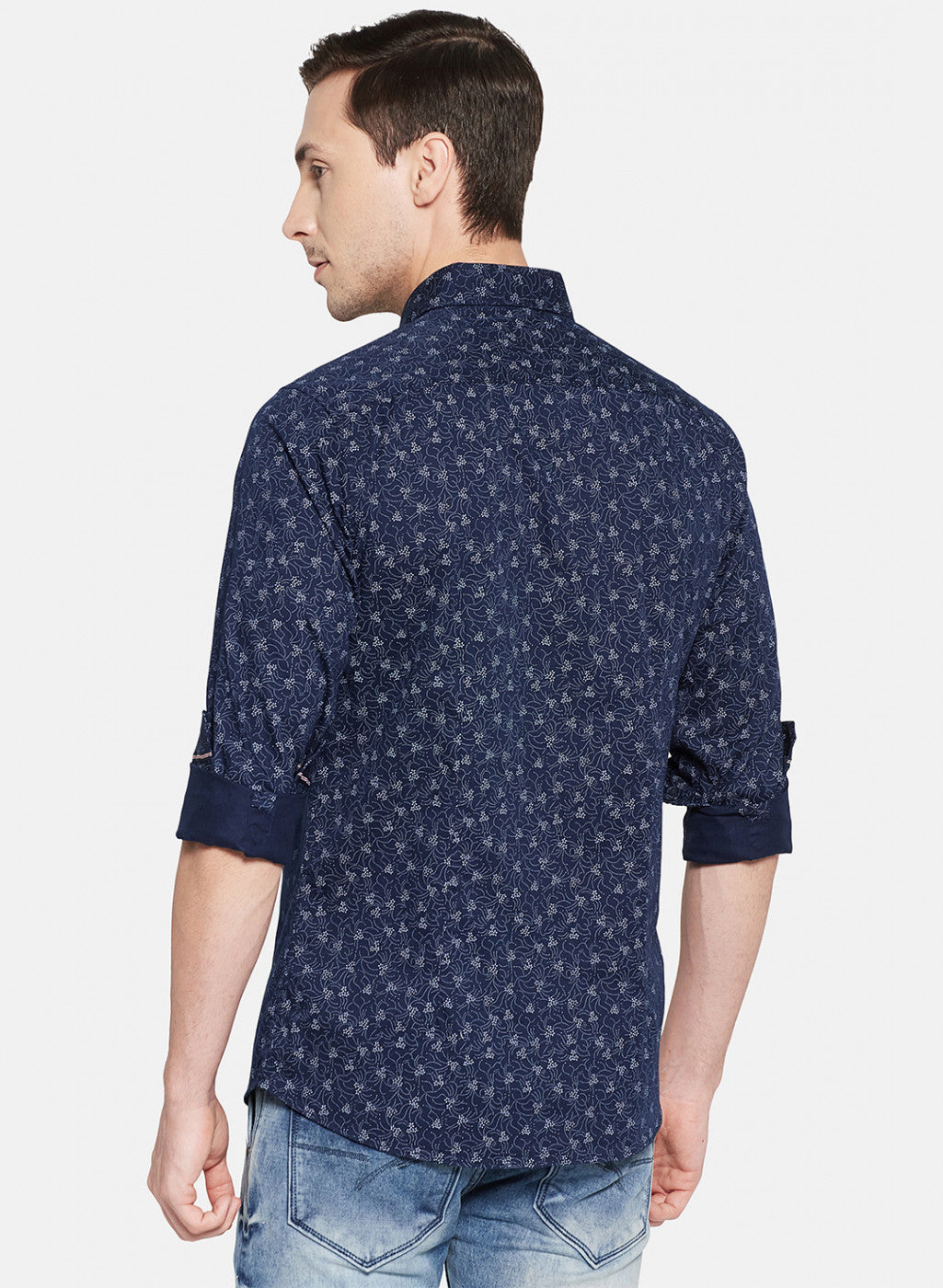 Mens NAvy Blue Printed Shirt