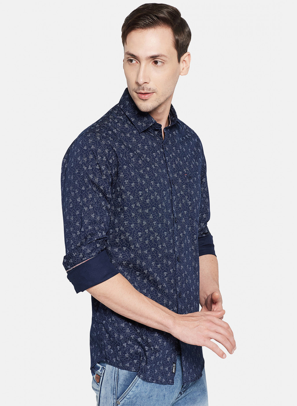 Mens NAvy Blue Printed Shirt