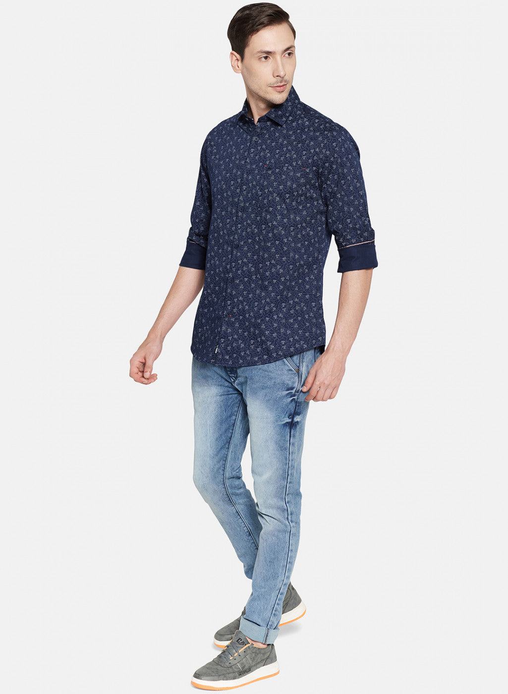 Mens NAvy Blue Printed Shirt