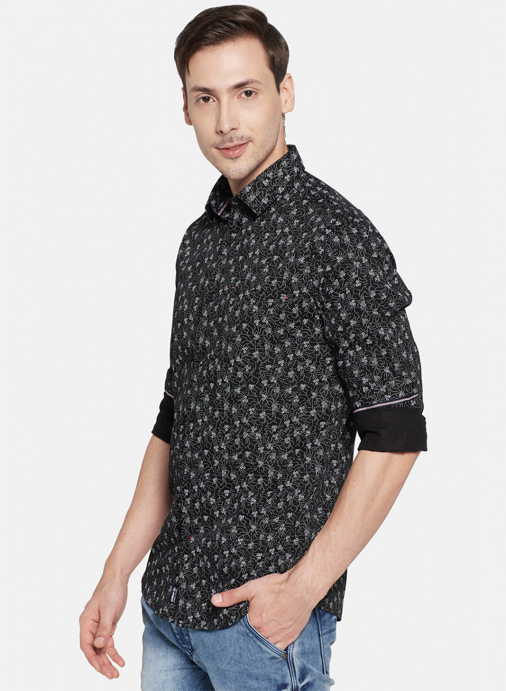 Mens Black Printed Shirt