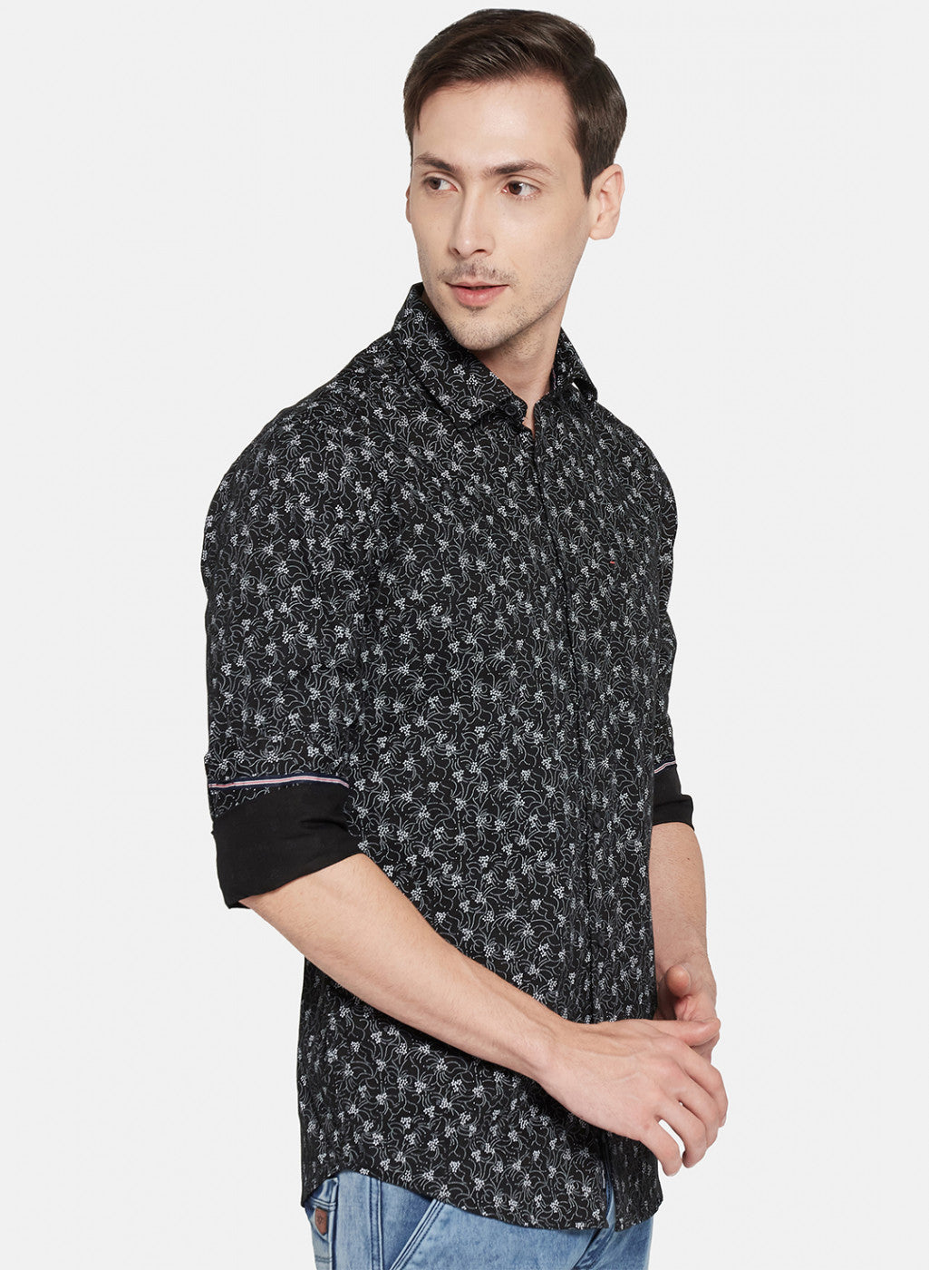 Mens Black Printed Shirt