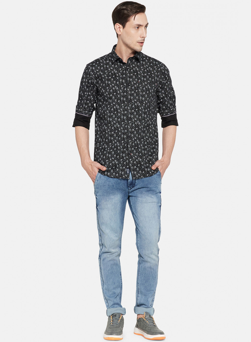Mens Black Printed Shirt