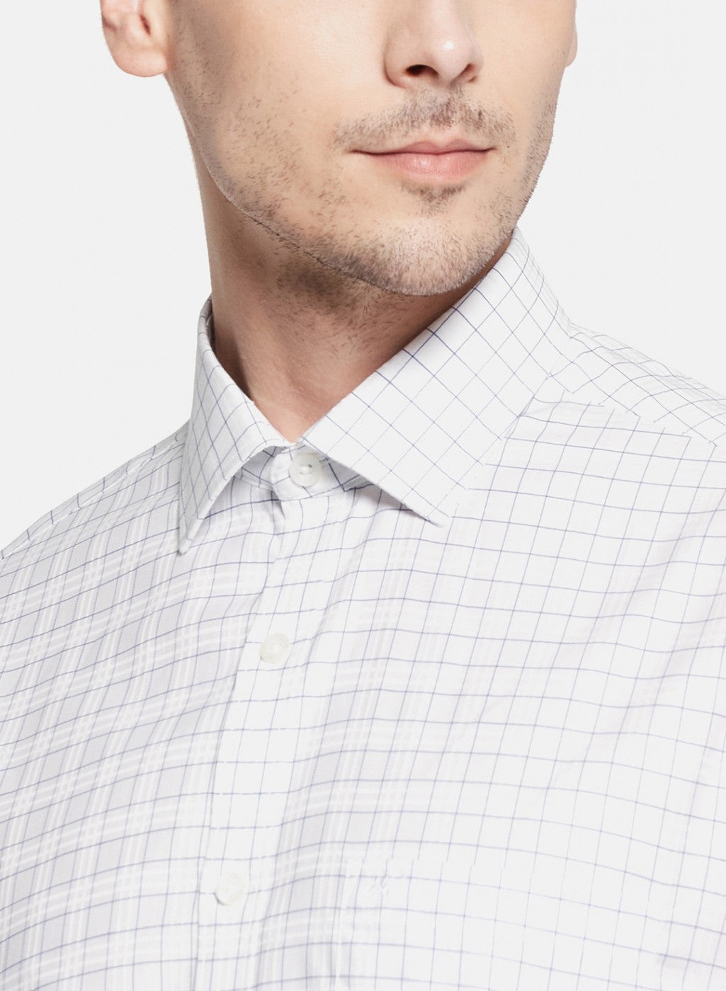 Mens White Check Shirt
