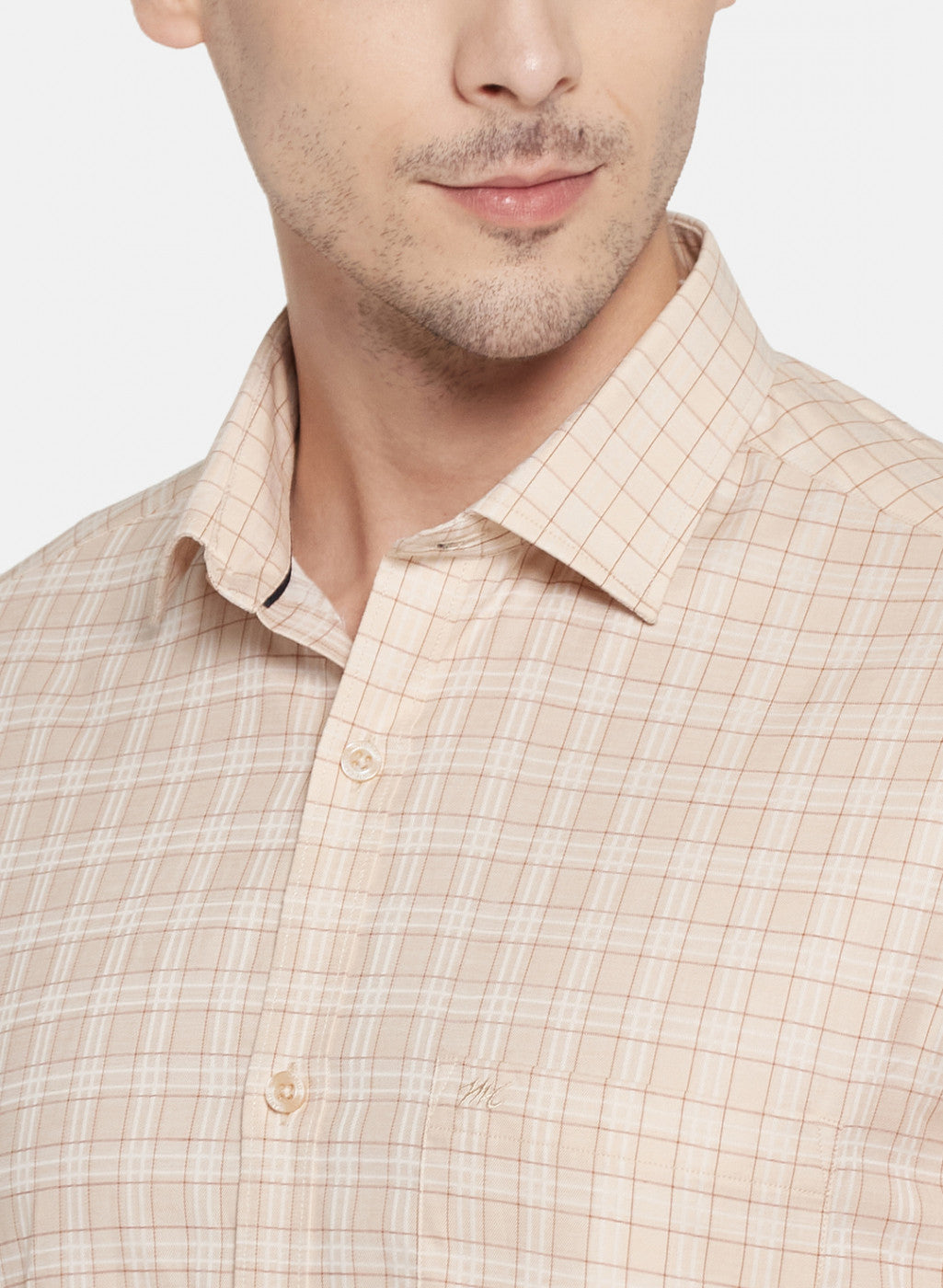 Mens Beige Check Shirt