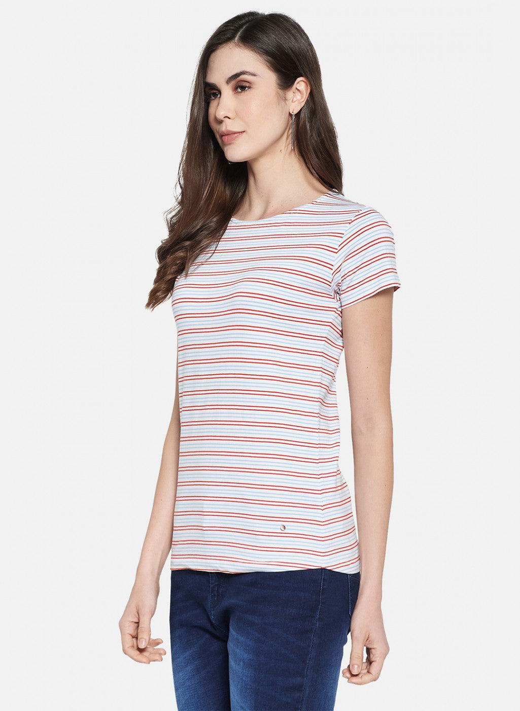 Womens Orange Stripe Top