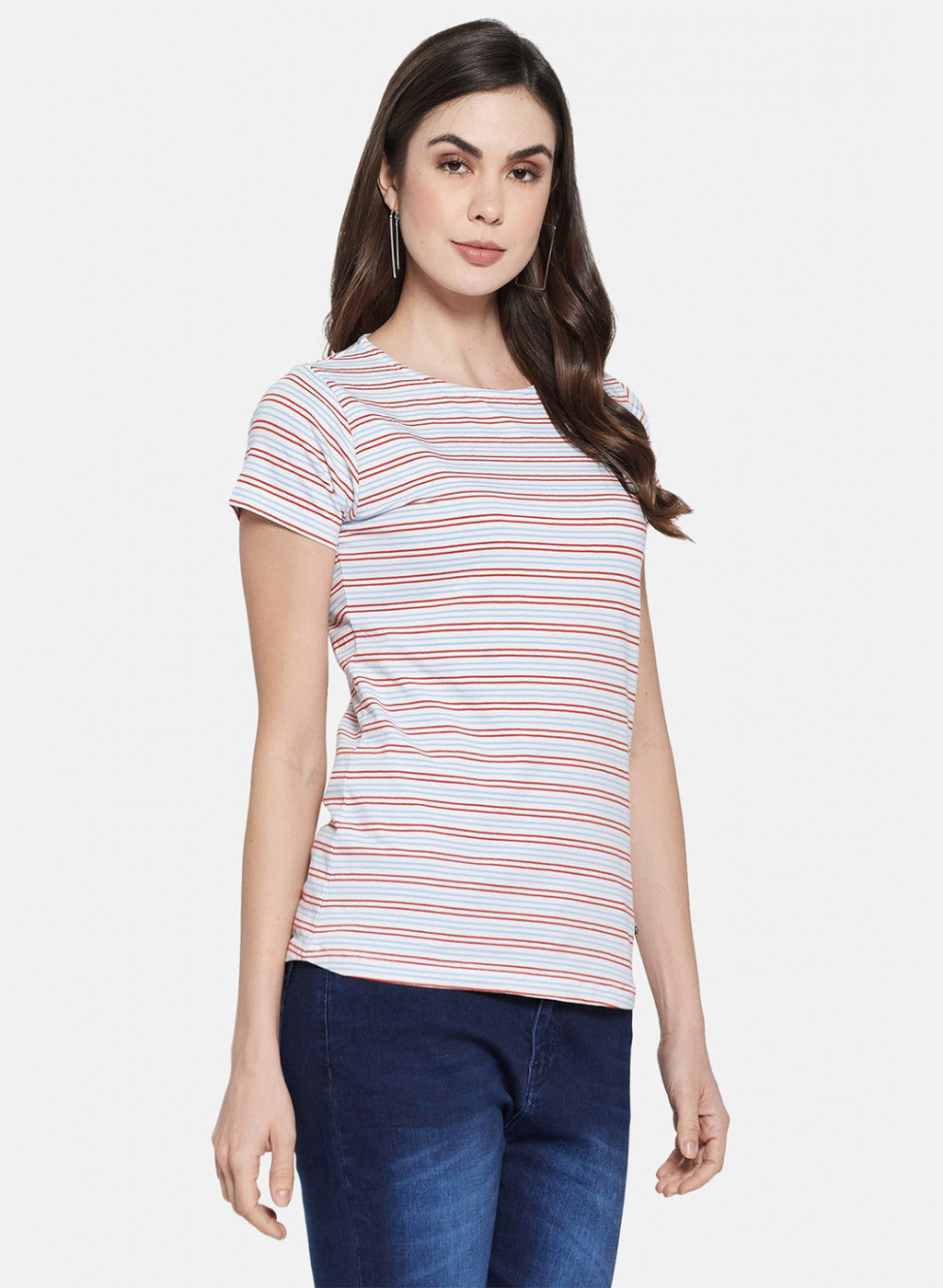 Womens Orange Stripe Top