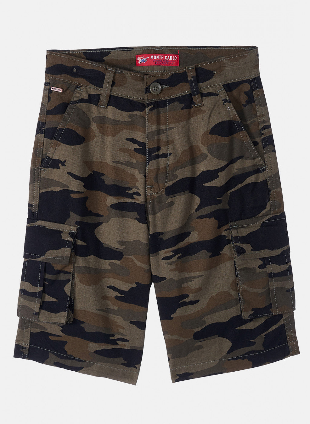Boys Olive Printed Shorts