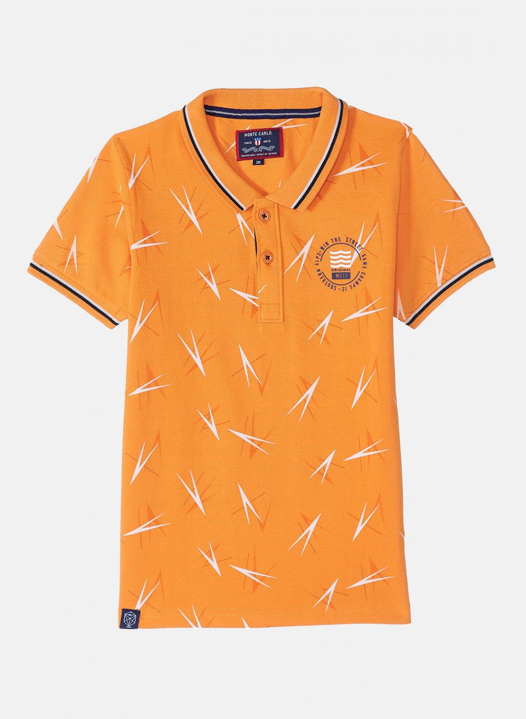 Boys Orange Printed T-Shirt