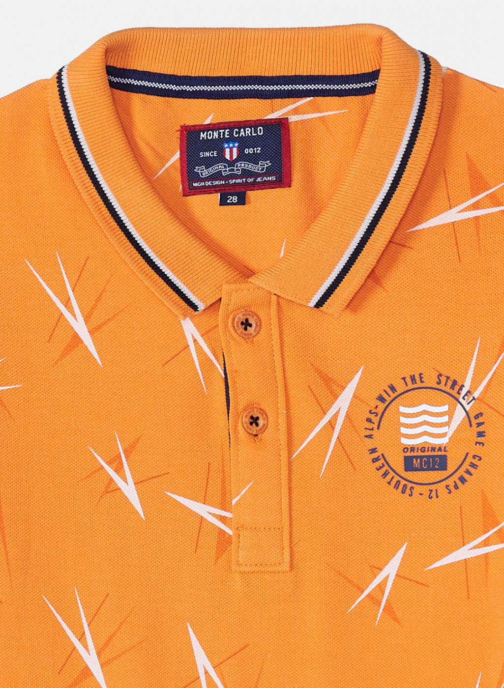 Boys Orange Printed T-Shirt