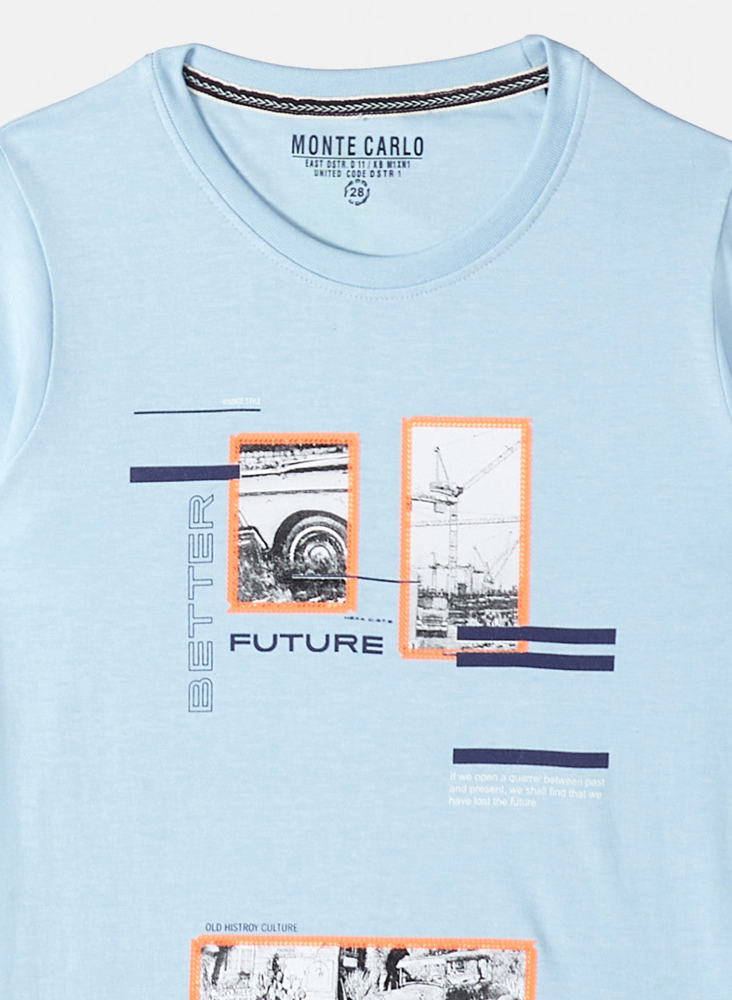 Boys Sky Blue Printed T-Shirt