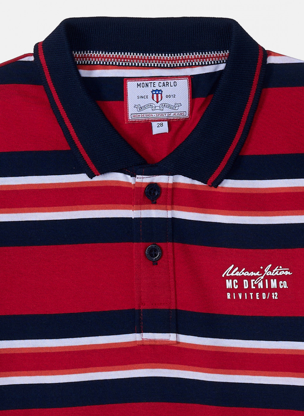 Boys Red & Navy Stripe T-Shirt