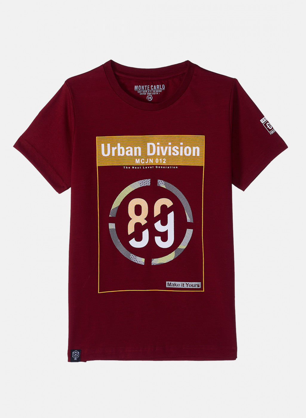 Boys Maroon Printed T-Shirt