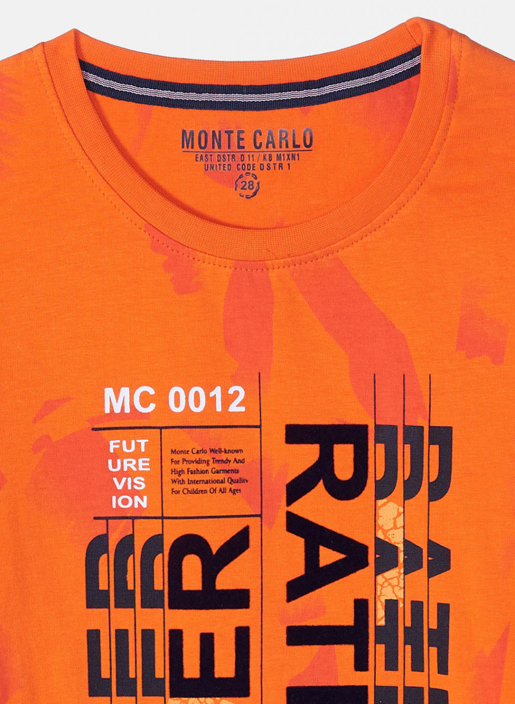 Boys Orange Printed T-Shirt