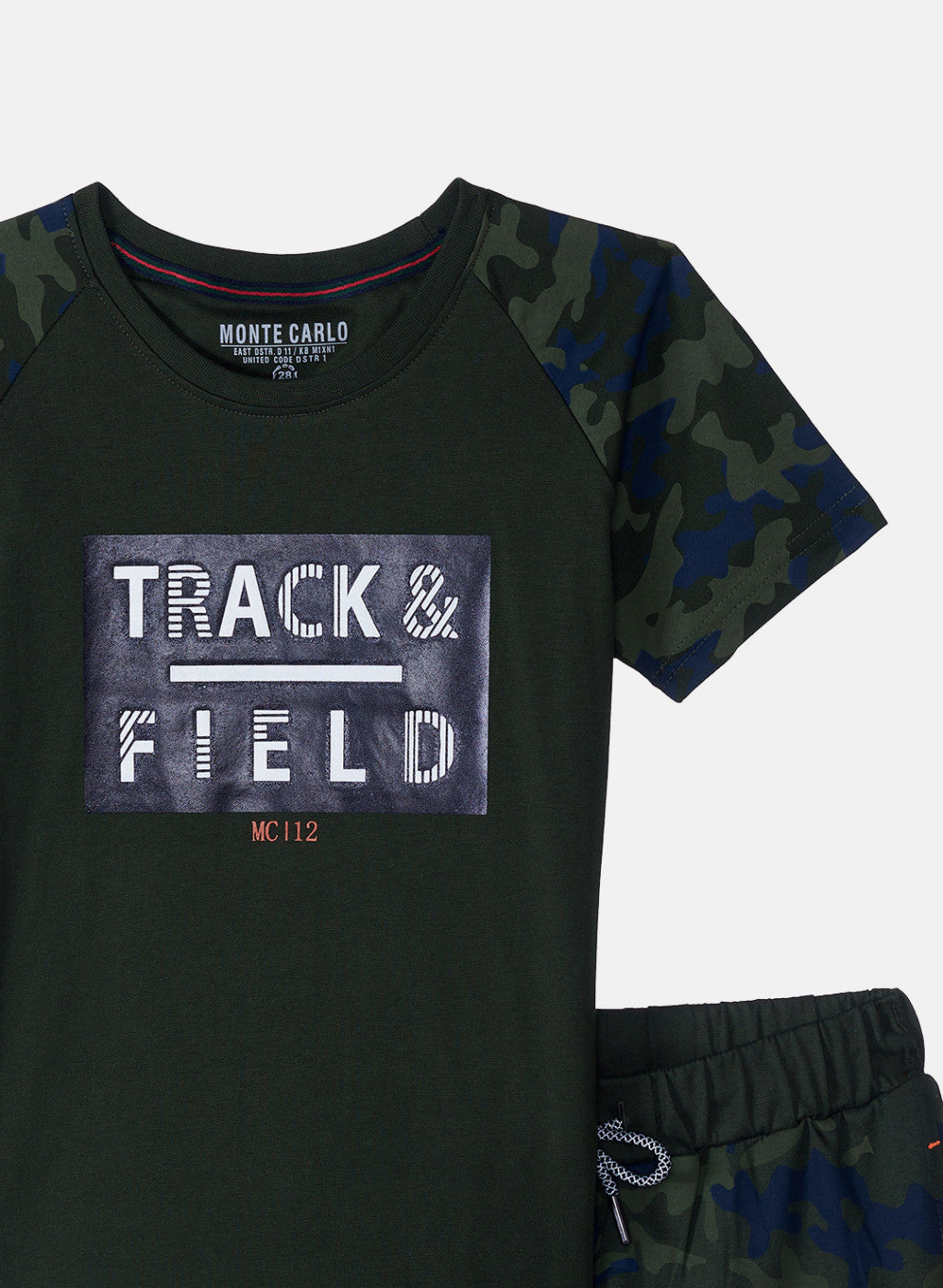 Boys Olive Printed Bermuda Set