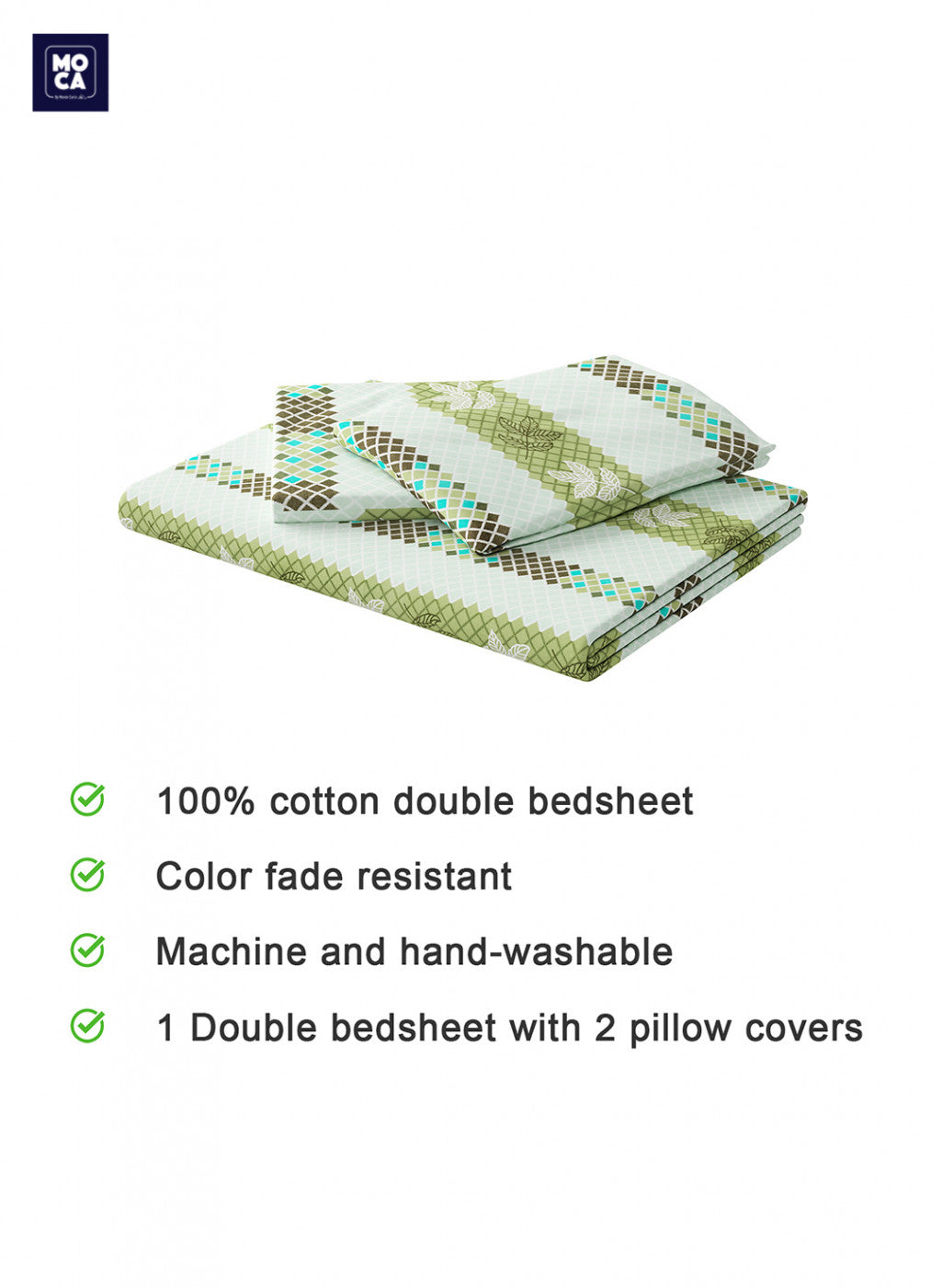 120 TC Cotton Double Bedsheet with 2 Pillow Covers