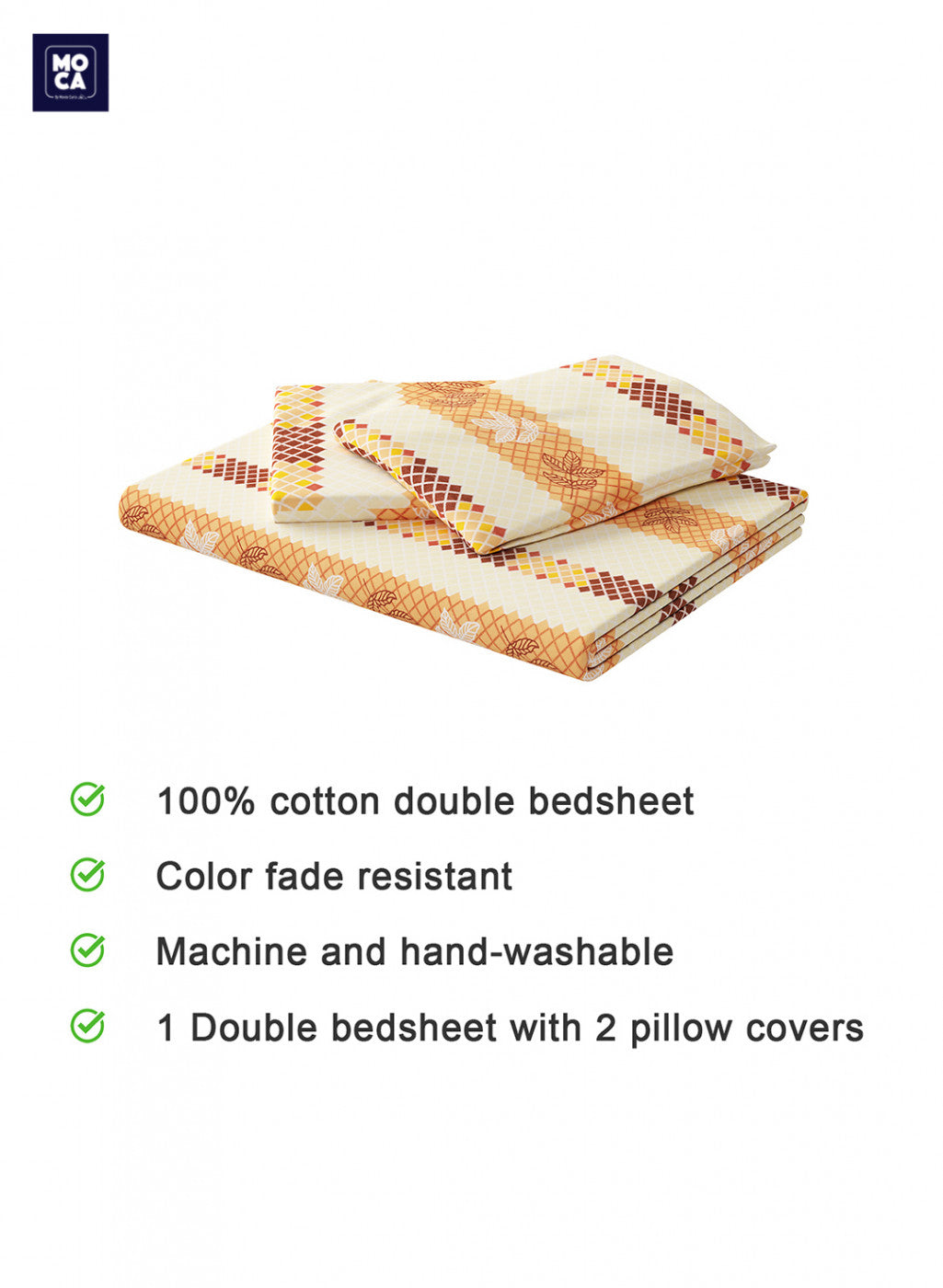 120 TC Cotton Double Bedsheet with 2 Pillow Covers