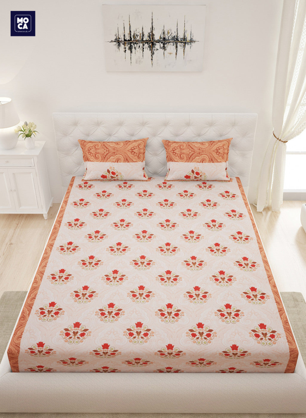 120 TC Cotton Double Bedsheet with 2 Pillow Covers