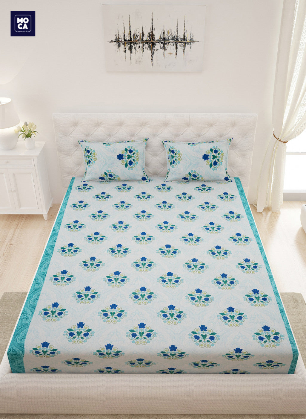 120 TC Cotton Double Bedsheet with 2 Pillow Covers