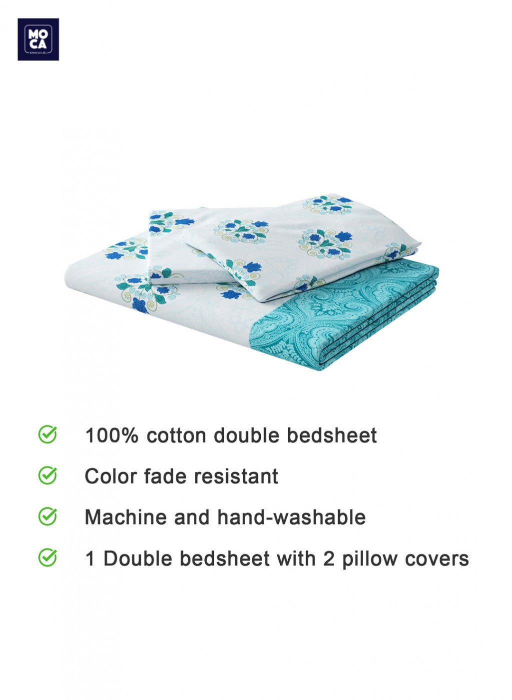 120 TC Cotton Double Bedsheet with 2 Pillow Covers