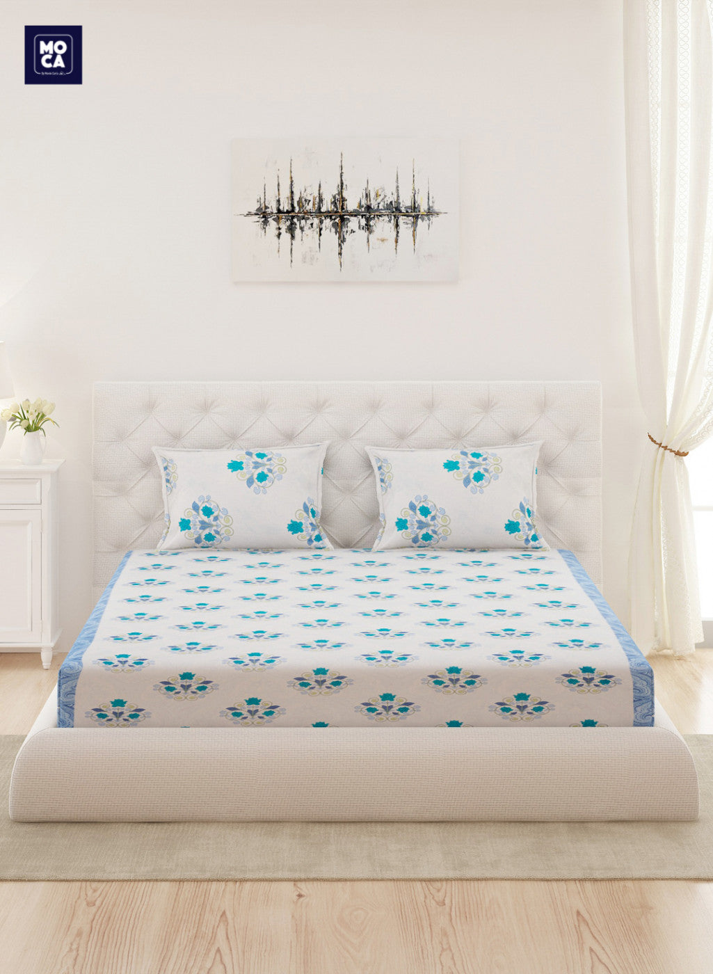 120 TC Cotton Double Bedsheet with 2 Pillow Covers