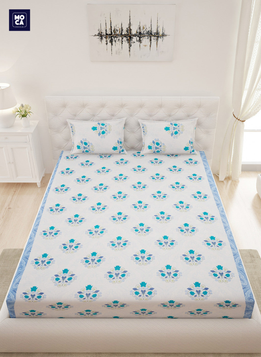 120 TC Cotton Double Bedsheet with 2 Pillow Covers