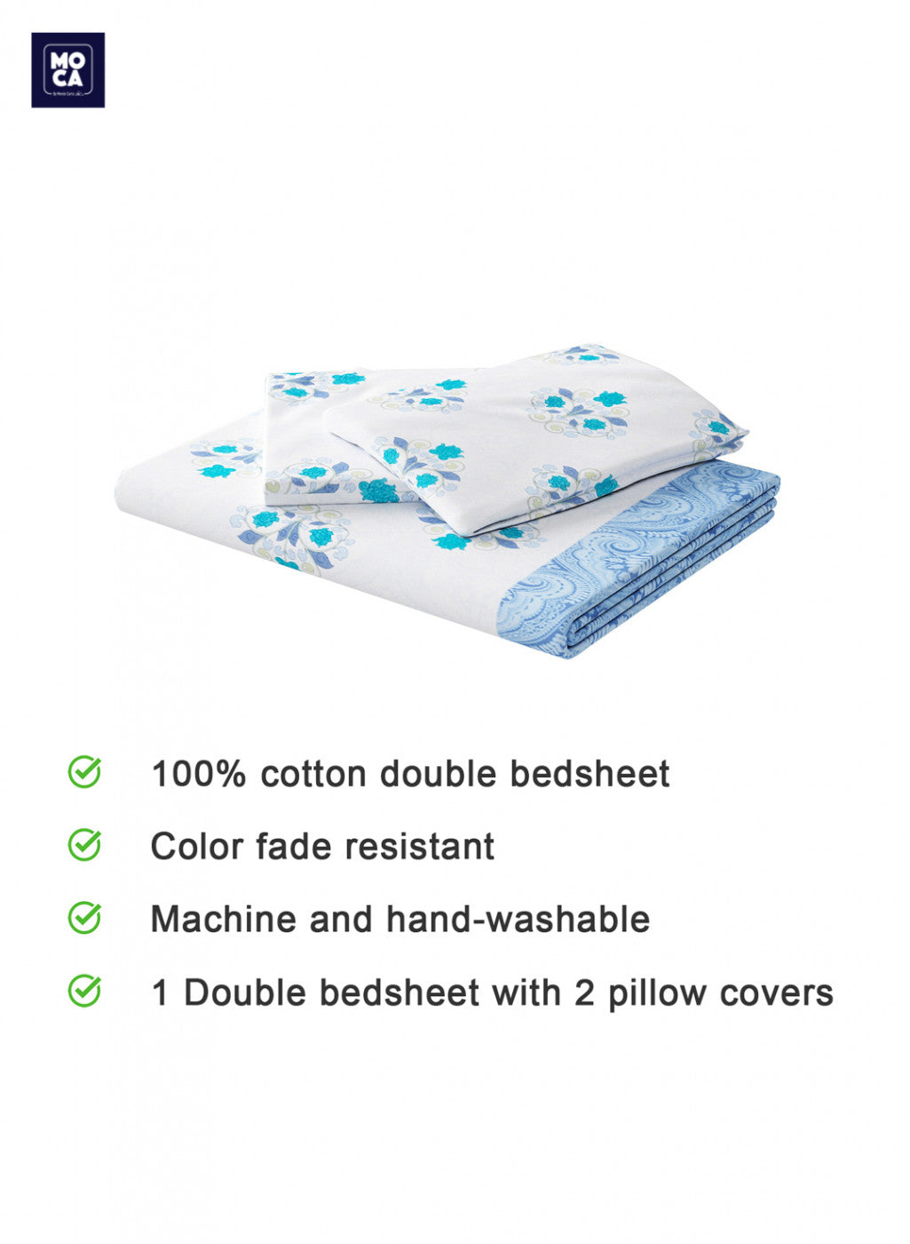 120 TC Cotton Double Bedsheet with 2 Pillow Covers